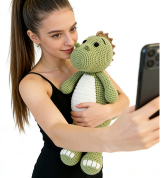 Cute T-Rex Dinosaur Amigurumi Crochet Kit & Finished Plushie