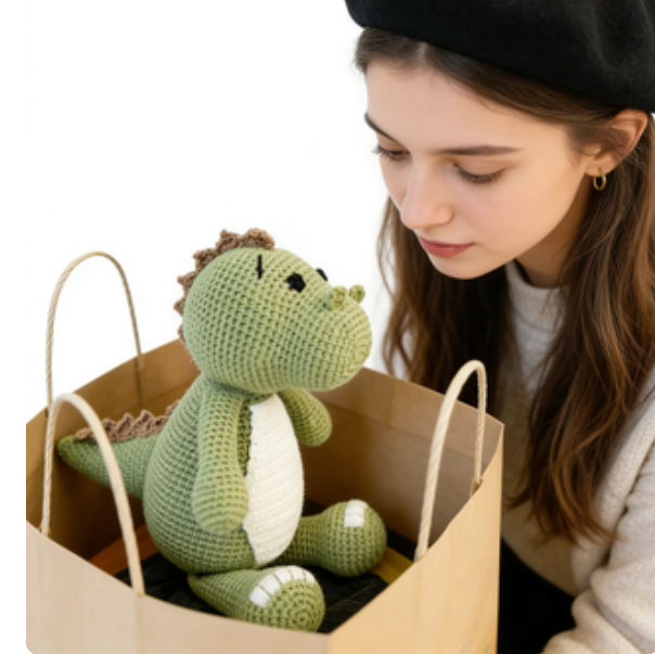 Cute T-Rex Dinosaur Amigurumi Crochet Kit & Finished Plushie