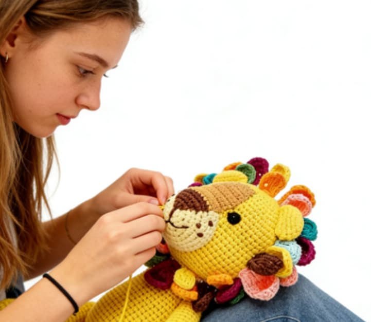 Adorable Safari Yellow Lion Crochet Stuffed Animal