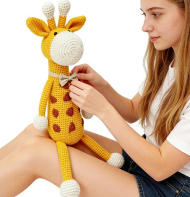 Cute Long-Legged Giraffe Handmade Crochet Plush Doll