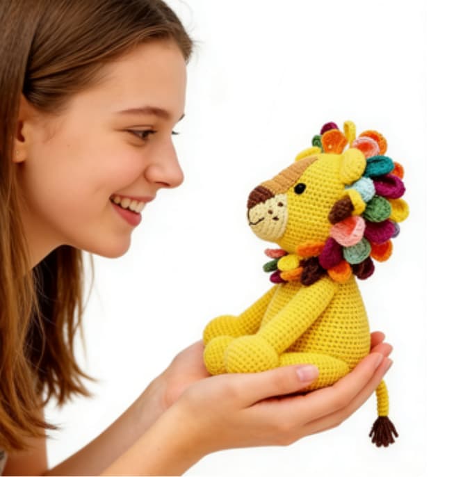 Adorable Safari Yellow Lion Crochet Stuffed Animal