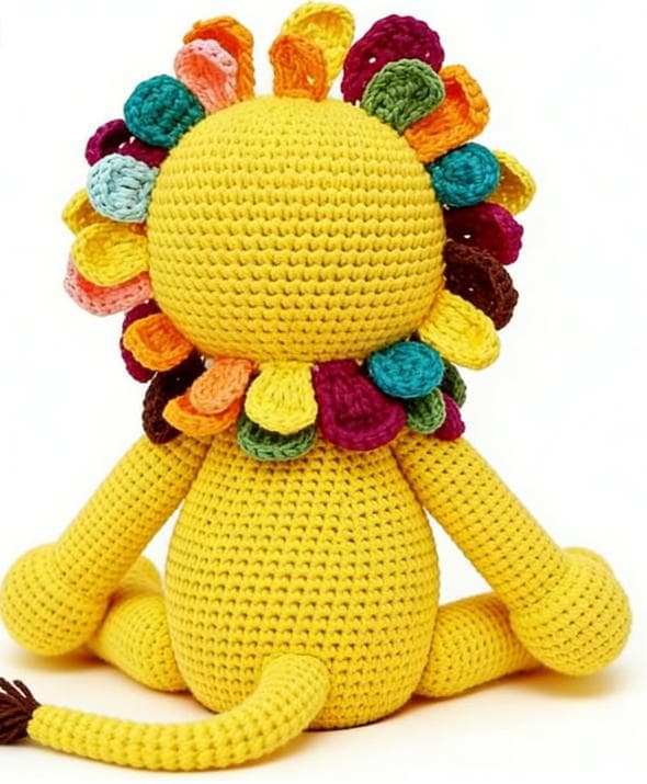Adorable Safari Yellow Lion Crochet Stuffed Animal