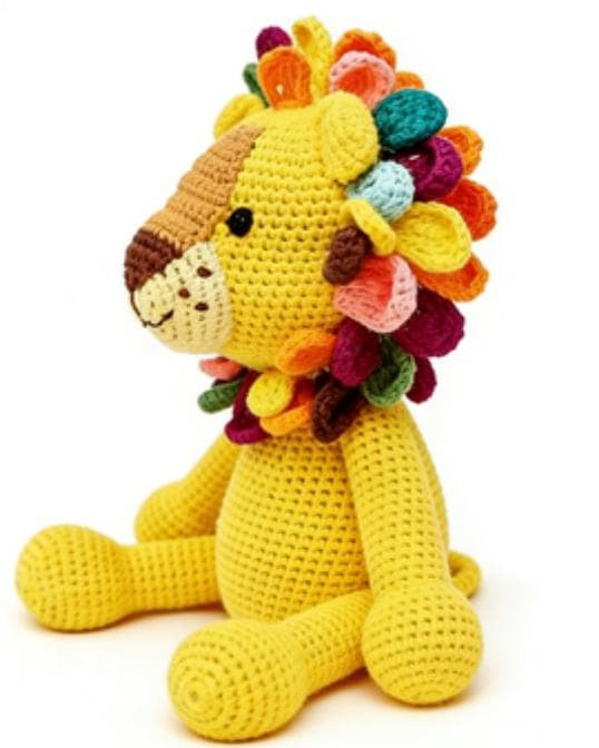 Adorable Safari Yellow Lion Crochet Stuffed Animal