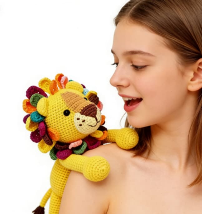 Adorable Safari Yellow Lion Crochet Stuffed Animal