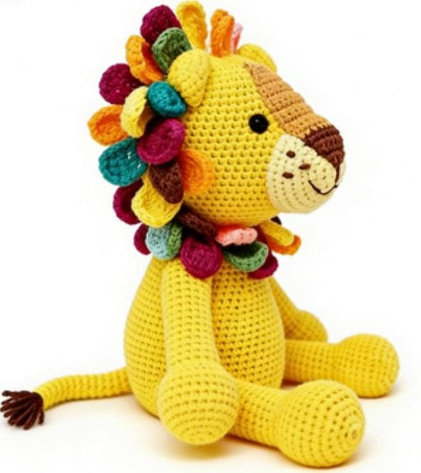 Adorable Safari Yellow Lion Crochet Stuffed Animal