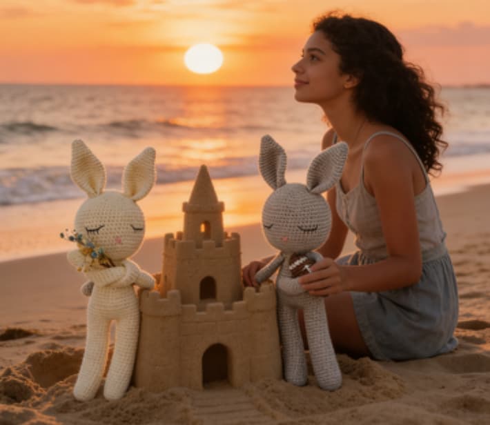Limited Edition Couple's Crochet Bunny Set | Anniversary Gift