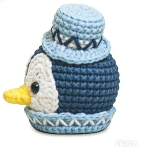 Cute Chubby Blue Penguin Crochet Amigurumi with Hat