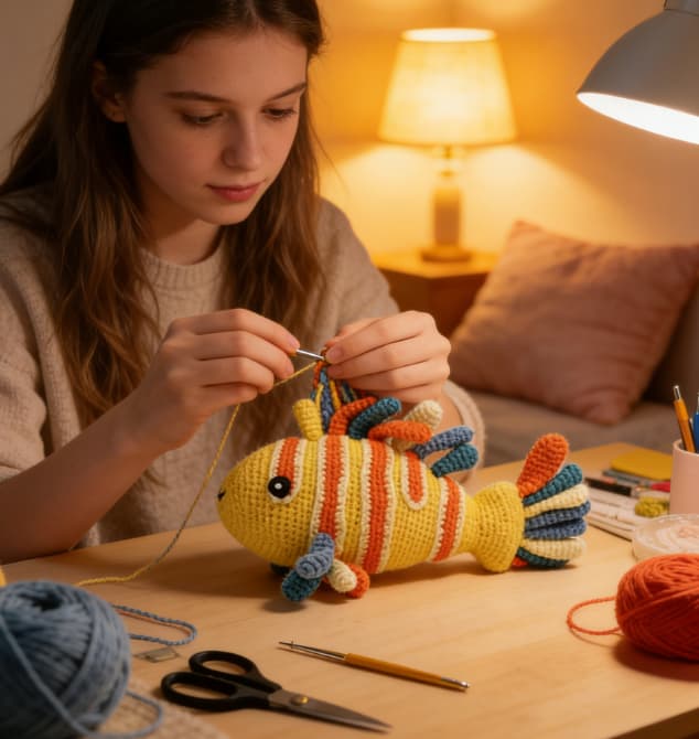 Handmade Crochet Toy | Colorful Fish Sensory Plush