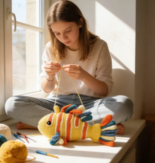 Handmade Crochet Toy | Colorful Fish Sensory Plush