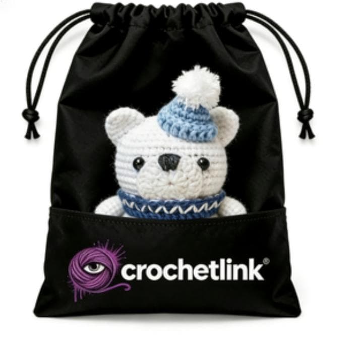 Handmade Crochet Polar Bear with Blue Hat & Scarf Amigurumi