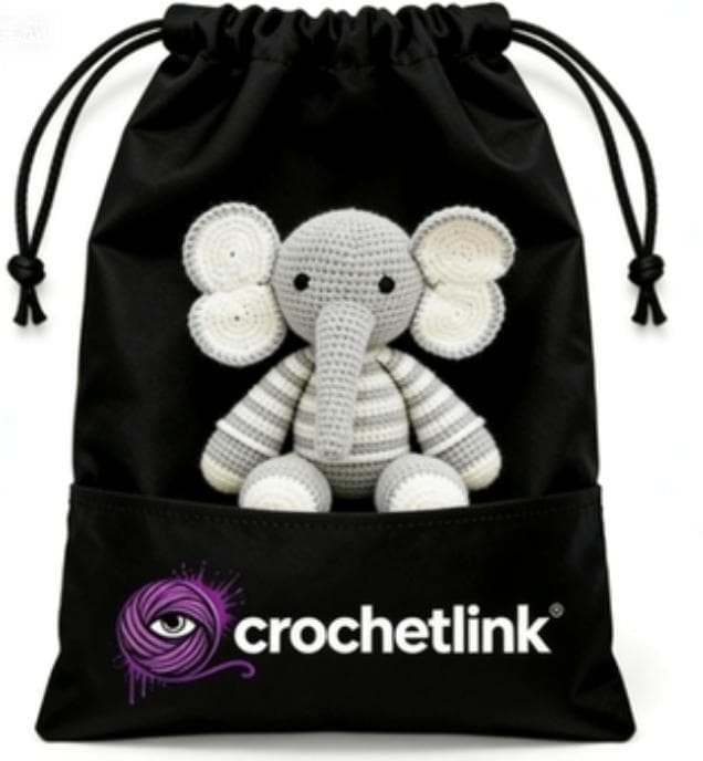 Handmade Striped Gray Elephant Crochet Amigurumi