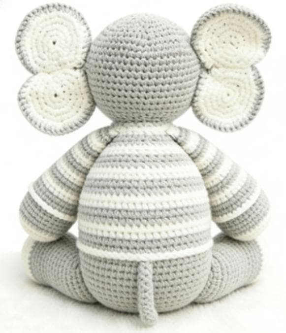 Handmade Striped Gray Elephant Crochet Amigurumi