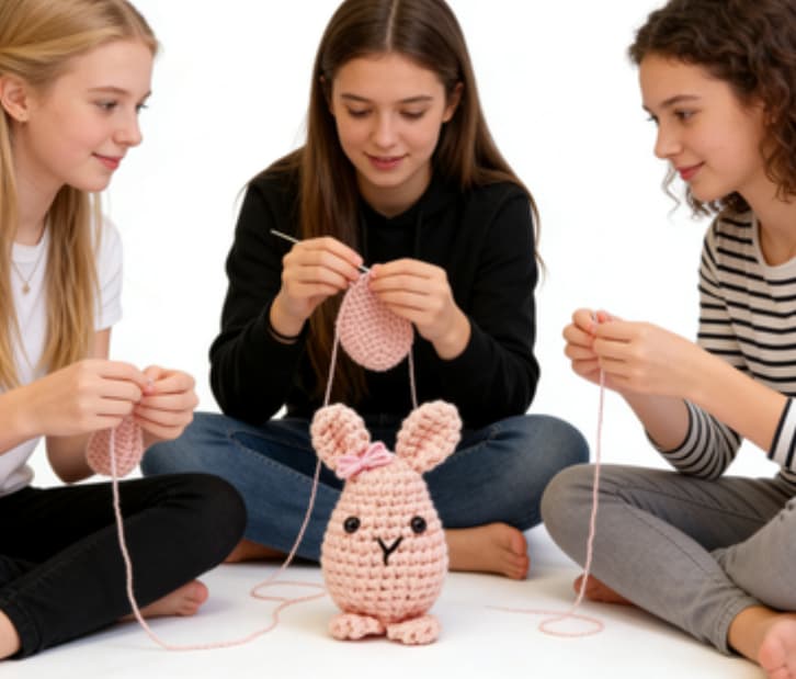 Sweet Pink Crochet Bunny Amigurumi with Bow