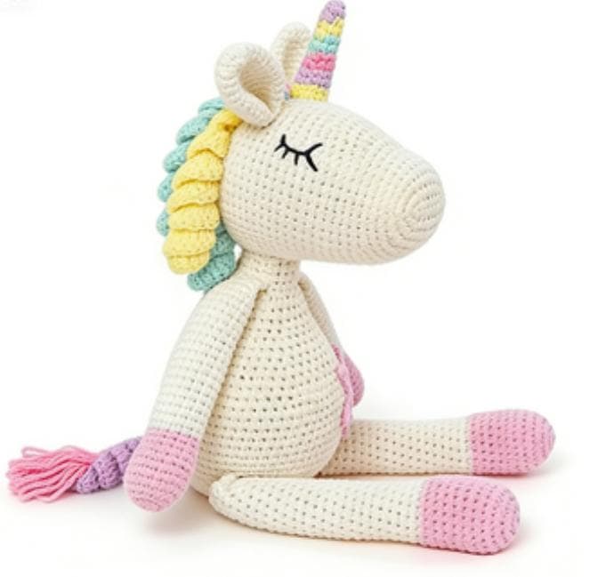 Cute Long-Legged Rainbow Unicorn Crochet Plushie