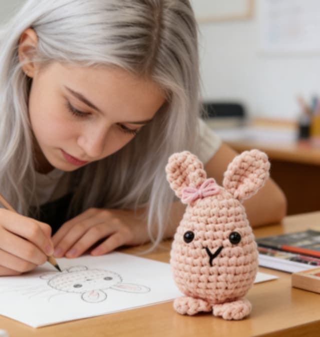 Sweet Pink Crochet Bunny Amigurumi with Bow