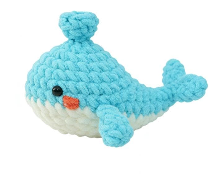 Adorable Chubby Blue Whale Crochet Ocean Animal Plushie Toy