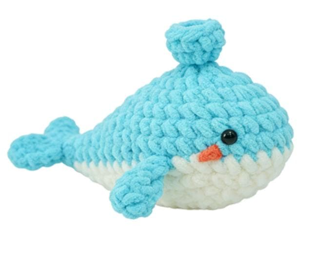 Adorable Chubby Blue Whale Crochet Ocean Animal Plushie Toy