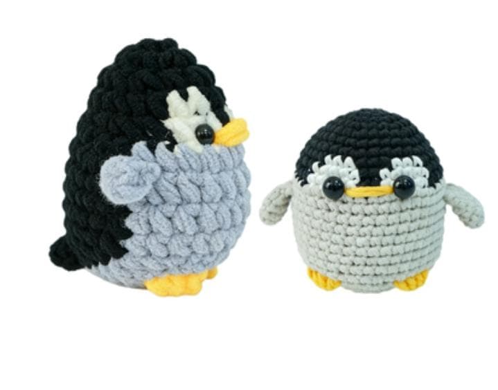 Adorable Black & Grey Chubby Penguin Crochet Plushie