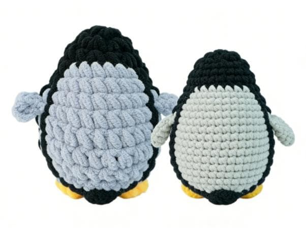Adorable Black & Grey Chubby Penguin Crochet Plushie