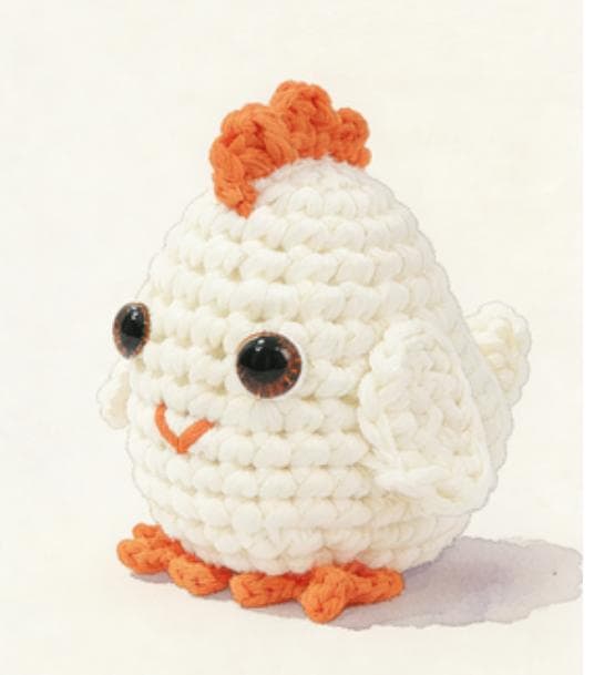 Adorable Chubby White Chicken Crochet Amigurumi Toy