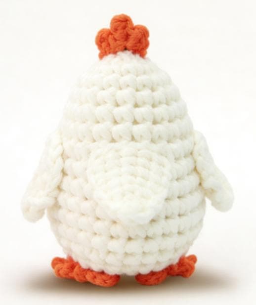 Adorable Chubby White Chicken Crochet Amigurumi Toy
