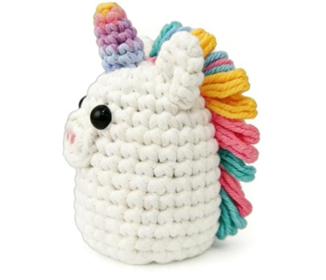 Handmade Pastel Rainbow Unicorn Crochet Plush Doll